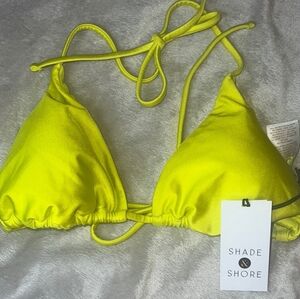 Shade And Shore Vibrant Yellow Bikini Top Small NWT